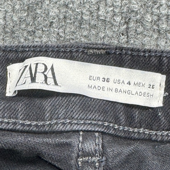 Zara Skinny Jeans Womens 4 Grey Black Snakeskin Animal Print Denim Mid Rise - Picture 2 of 7